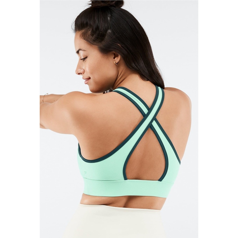 Fabletics Sports Bra Womens XS Mint Ella High Impact II Criss Cross Back Gym New